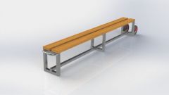 Field bench - 3 m - with meranti bench - mobile